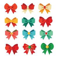 christmas bows icon set for flat design elements with different colors vector