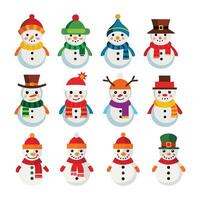 chritsmas snowman icon set for flat design elements vector