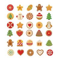 christmas cookies icon set for flat design elements with different colors vector