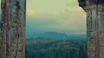 Scenic View Through Ancient Pillars video