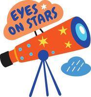 A flat sticker of stargazing with telescope vector