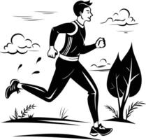 A hand drawn style illustration of jogging routine vector