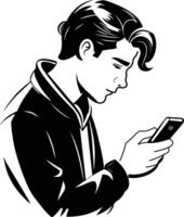 Person using mobile glyph style illustration vector