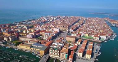 An ancient Italian city located on the water of the sea video