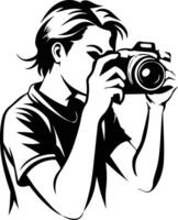 Hand drawn illustration depicting a man capturing the views vector
