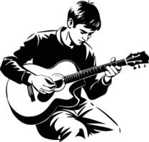 Filled style illustration showing a man playing guitar vector