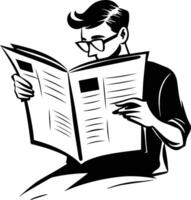 Man reading newspaper hand drawn style illustration vector