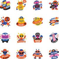 Set of Flat Style Alien Stickers vector