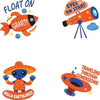 Set of 04 Space Exploration Stickers vector