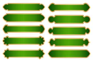 Ramadhan Islamic frame. Green shape with golden border for badge banner and text box. background element with oriental Muslim traditional pattern for sale template and vintage flyer vector
