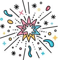 a colorful doodles of a star sparkle pattern vector