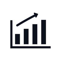 A graph chart with an arrow going up vector