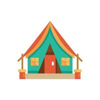 A tent with a roof and a porch on a white background vector