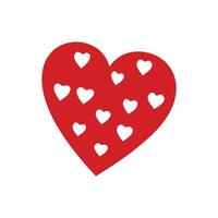 A red heart with many small hearts on it vector