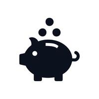 Piggy bank icon, black and white illustration vector