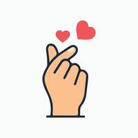 A hand with a heart on it, with a finger pointing up vector