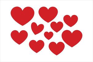 A group of red hearts on a white background vector