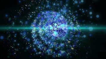a bright galaxy made of billions of particles glows with neon and moves in space video