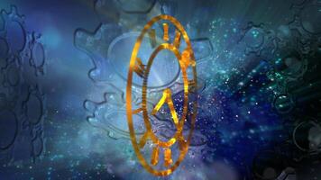 abstraction symbolizing infinity. Transparent clock against the backdrop of a fast-moving galaxy video