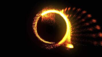 a bright, sparkling disk resembling a time portal video