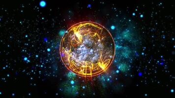 energy sector.Futuristic magical plasma circle glows in space. video