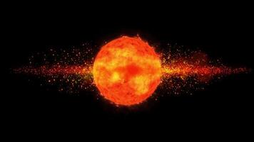 bright, fiery planet rotating in deep space video