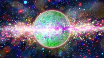 bright, fiery planet rotating in deep space video