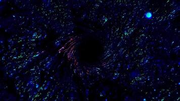 Colored abstraction. bright, colorful plasma and millions of stars are swallowed up by a black hole. video