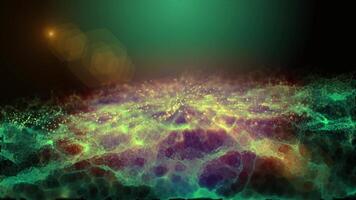 Magical waves of bright energy.High tech rainbow light ray particles and bokeh energy video