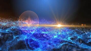 Magical waves of bright energy.High tech rainbow light ray particles and bokeh energy video