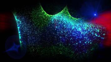 cosmic crystallized energy shimmers with bright colors, rotating in space video