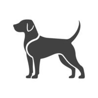 Walking dog silhouette in a tranquil stride, perfect for a subtle, artistic representation of a calm pet in motion. vector