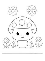 A coloring page with a cute mushroom vector