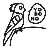 Talking parrot single line icon, speaking bird with a forelock, black editable stroke, simple monochrome pictogram vector