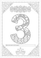 The number three coloring page vector