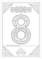 The number eight coloring page vector