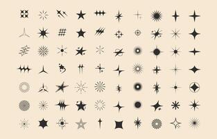Collection of modern minimalist star and sparkle elements vector