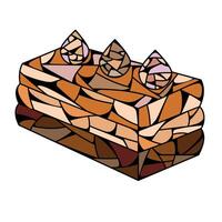 Piece of cake in stained glass window technique vector
