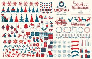 Collection of Merry christmas and happy new year element with flat concept vector