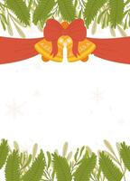 Festive Bells and Greenery Poster template Frame with Snowflakes vector