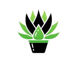 Aloe Vera Houseplant Icon, Minimalist Gradient Design for Branding, Eco-Friendly Projects vector