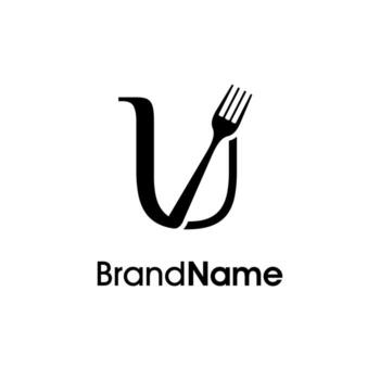 Simple and Unique Initial U Fork Logo vector
