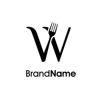 Simple and Unique Initial W Fork Logo vector