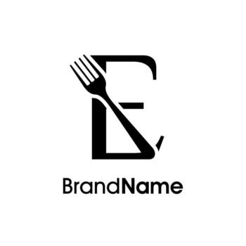 Simple and Unique Initial E Fork Logo vector