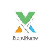 Simple and Colorful Initial X Double Road Logo vector
