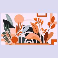 This vibrant and abstract artwork features a harmonious blend of organic and geometric elements creating a visually captivating scene vector