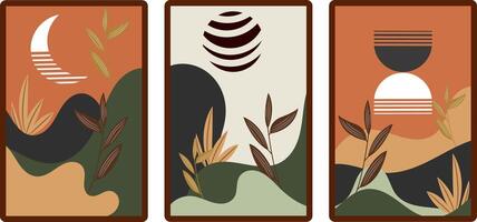 The three prints work together as a set creating a cohesive and visually appealing composition vector