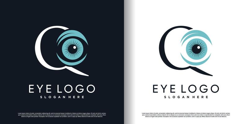 initial letter q logo design template with eye concept premium