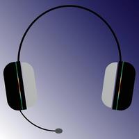 Headset with led light on the side and mic, usually used for music and gaming, suitable for music store signs and icon, also good for banners and T shirt prints and print material and CD covers vector