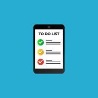 To do list in the mobile app. To do list with colorful mark in smartphone. vector